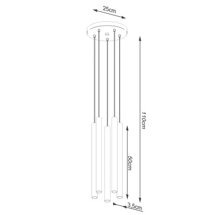 Hängeleuchte an Schnur PASTELO 5xG9/8W/230V Beton