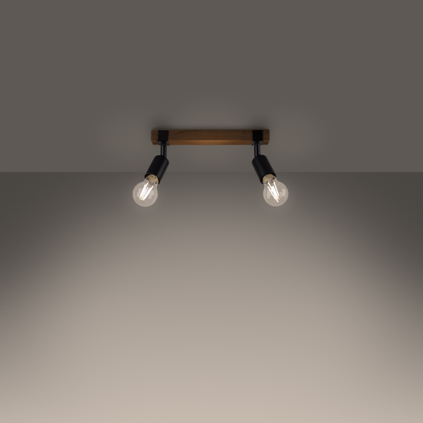 Strahler ZUCA 2xE27/15W/230V schwarz/Eiche