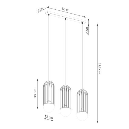 Hängeleuchte an Schnur BRINA 3xG9/8W/230V weiß