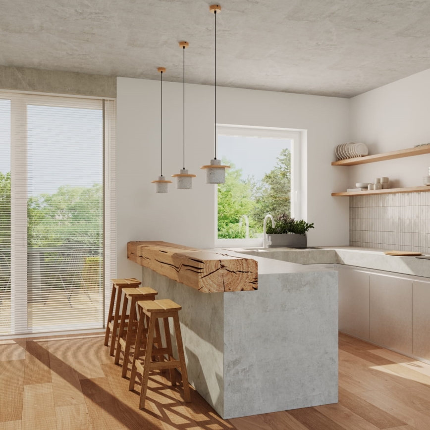Pendelleuchte mit Kabelaufhängung MAB 1xE27/15W/230V Ø 22 cm Beton/Grau
