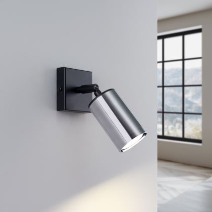 Wandstrahler WINX 1xGU10/10W/230V schwarz/glänzendes Chrom