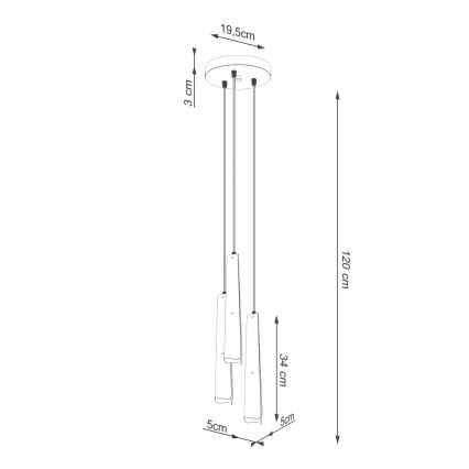 Hängeleuchte an Schnur PRYSM 3xG9/8W/230V schwarz
