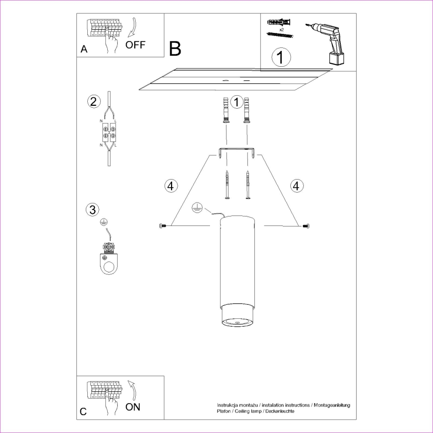 Strahler NERO 1xGU10/10W/230V 22,5 cm schwarz/golden