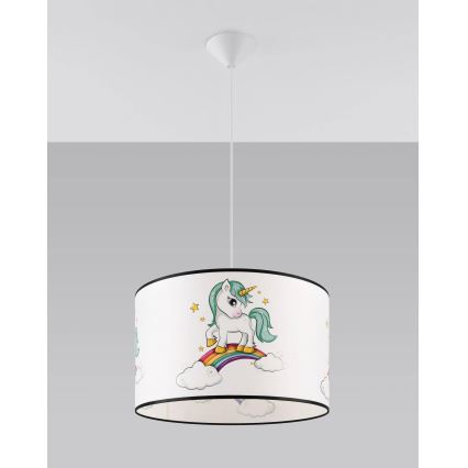 Kinder-Hängeleuchte UNICORN 1xE27/15W/230V d 40 cm Einhorn