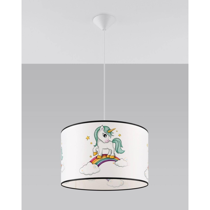 Kinder-Hängeleuchte UNICORN 1xE27/15W/230V d 40 cm Einhorn