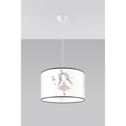Kinder-Hängeleuchte PRINCESS 1xE27/15W/230V d 40 cm Prinzessin