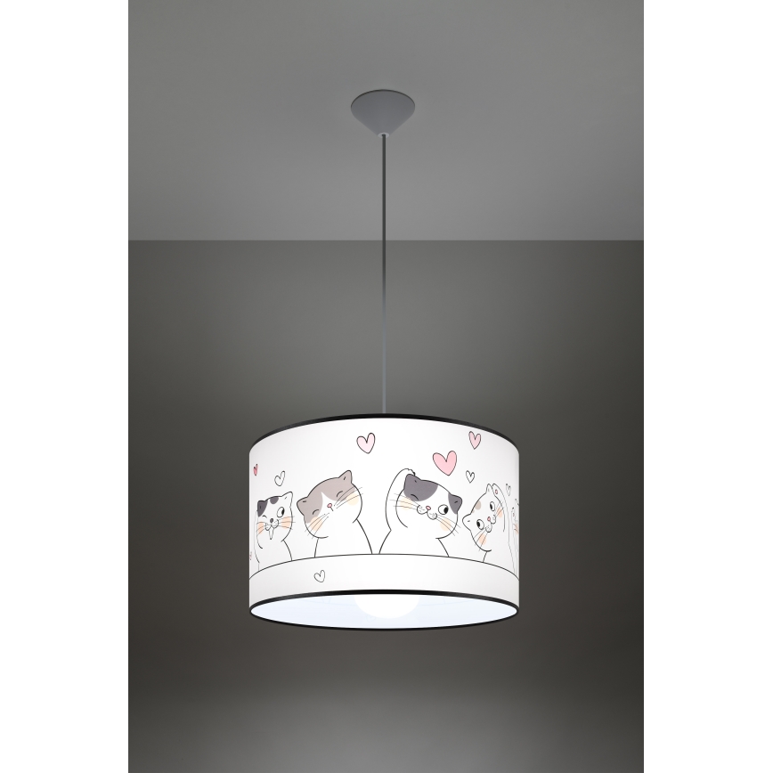 Kinder-Hängeleuchte CAT 1xE27/15W/230V d 40 cm Katze