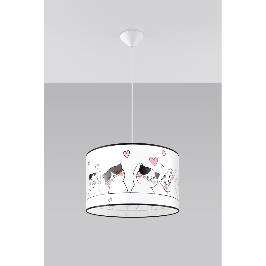 Kinder-Hängeleuchte CAT 1xE27/15W/230V d 40 cm Katze