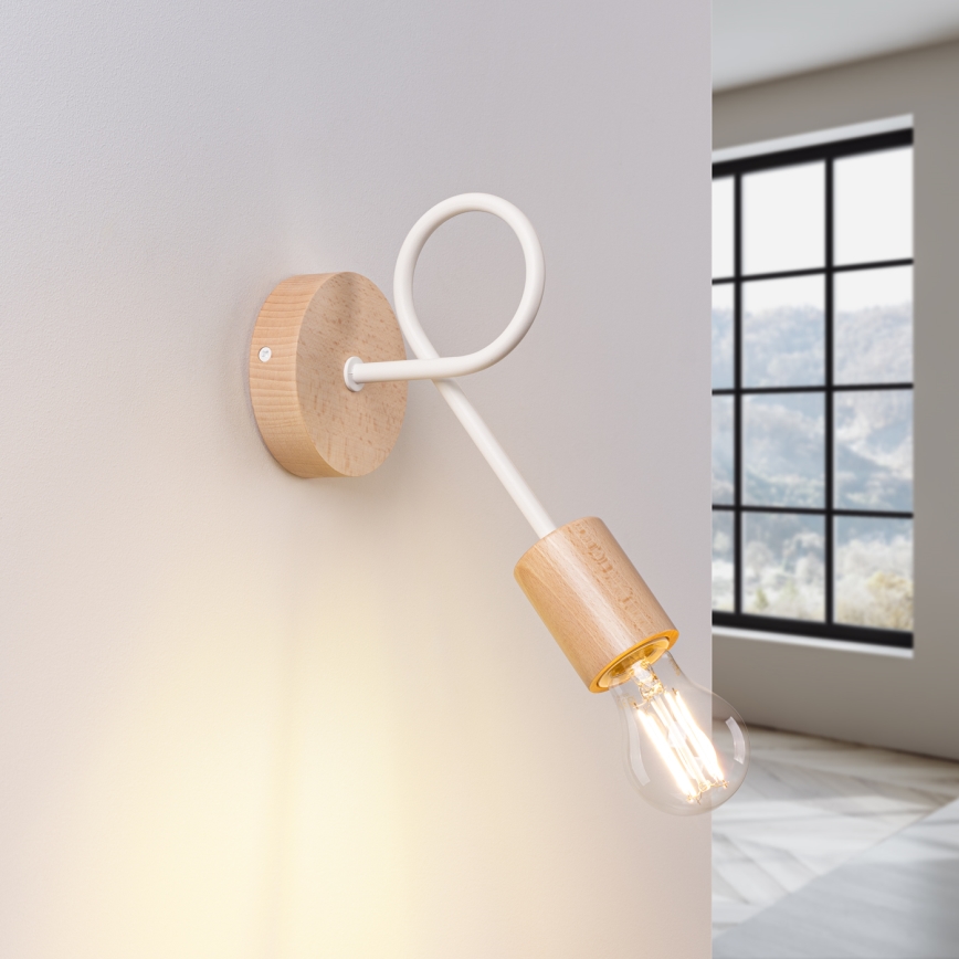 Wandleuchte EMBER 1xE27/15W/230V weiß/beige/Buche