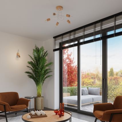 Wandleuchte EMBER 1xE27/15W/230V weiß/beige/Buche