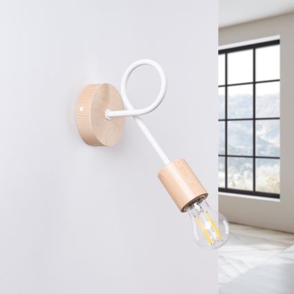 Wandleuchte EMBER 1xE27/15W/230V weiß/beige/Buche