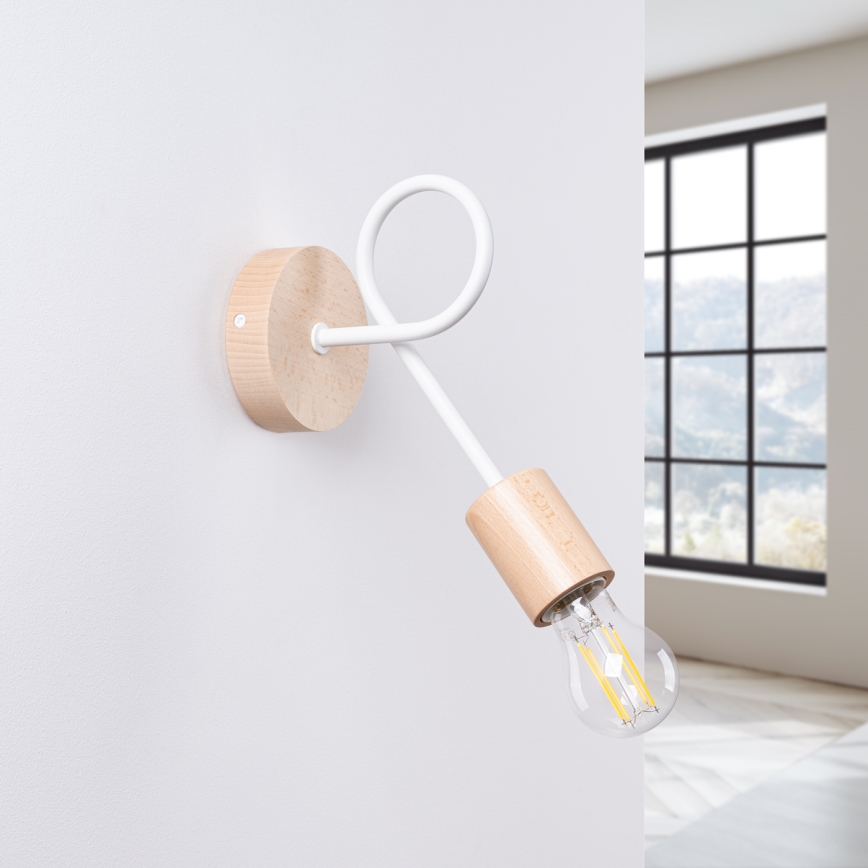 Wandleuchte EMBER 1xE27/15W/230V weiß/beige/Buche