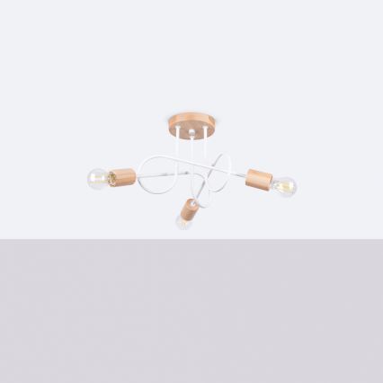 Aufbauleuchte EMBER 3xE27/15W/230V weiß/beige/Buche