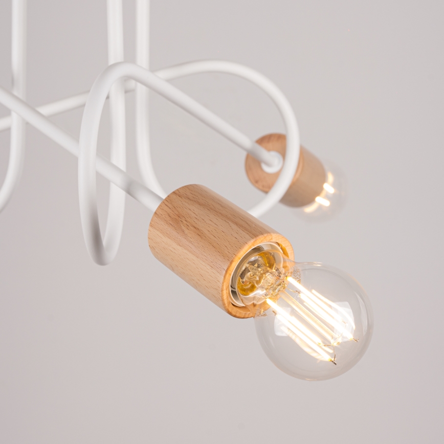 Aufbauleuchte EMBER 3xE27/15W/230V weiß/beige/Buche