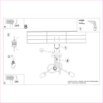 Aufbauleuchte EMBER 3xE27/15W/230V weiß/beige/Buche