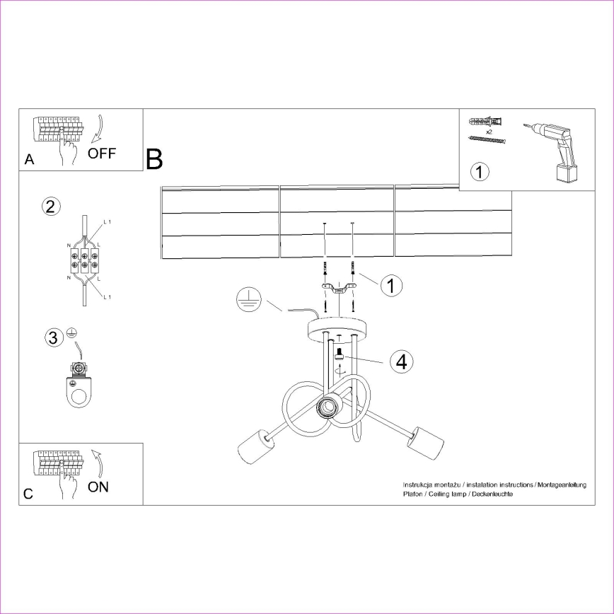 Aufbauleuchte EMBER 3xE27/15W/230V weiß/beige/Buche