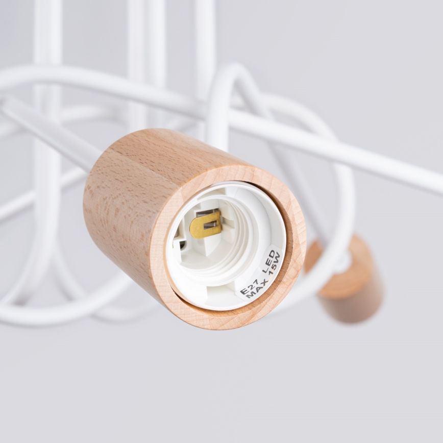 Aufbauleuchte EMBER 5xE27/15W/230V weiß/beige/Buche