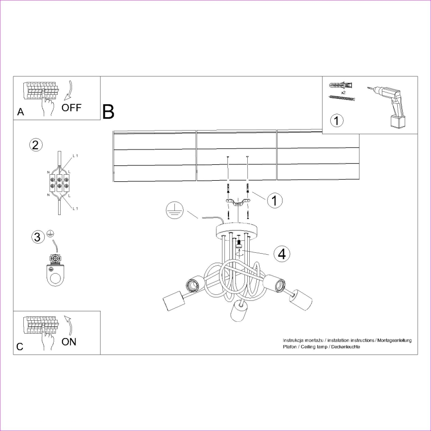 Aufbauleuchte EMBER 5xE27/15W/230V weiß/beige/Buche