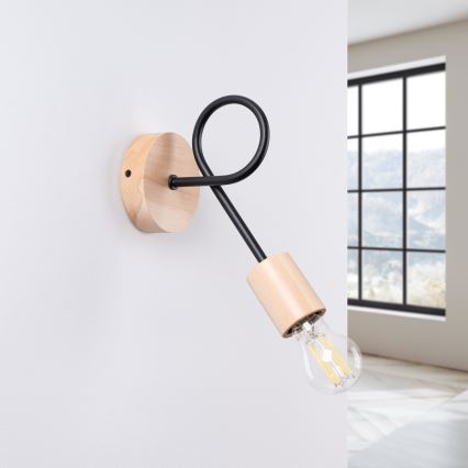 Wandleuchte EMBER 1xE27/15W/230V schwarz/beige/Buche
