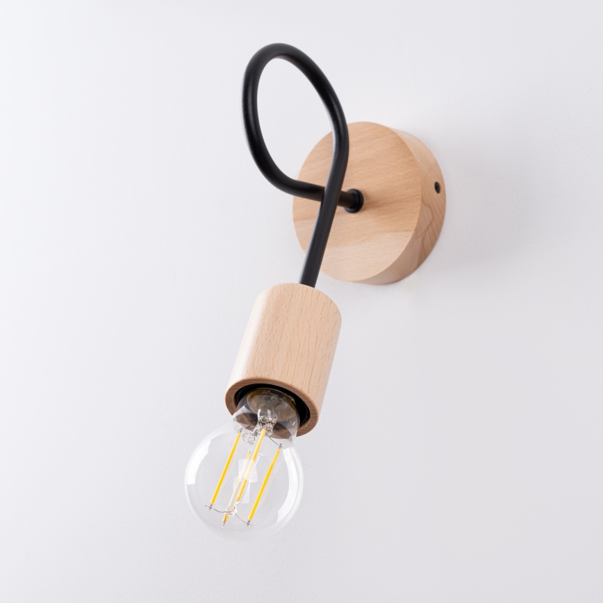 Wandleuchte EMBER 1xE27/15W/230V schwarz/beige/Buche