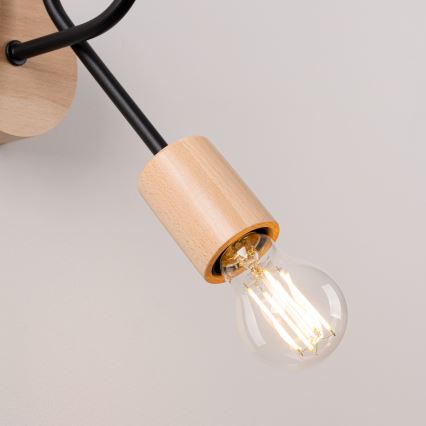 Wandleuchte EMBER 1xE27/15W/230V schwarz/beige/Buche