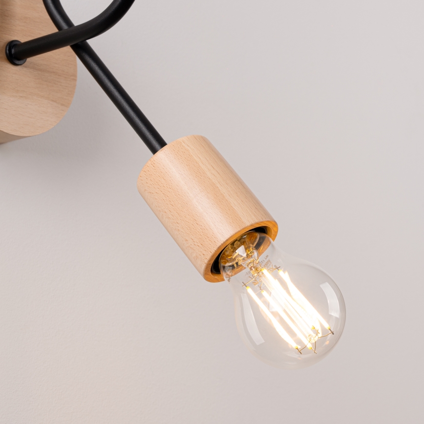 Wandleuchte EMBER 1xE27/15W/230V schwarz/beige/Buche
