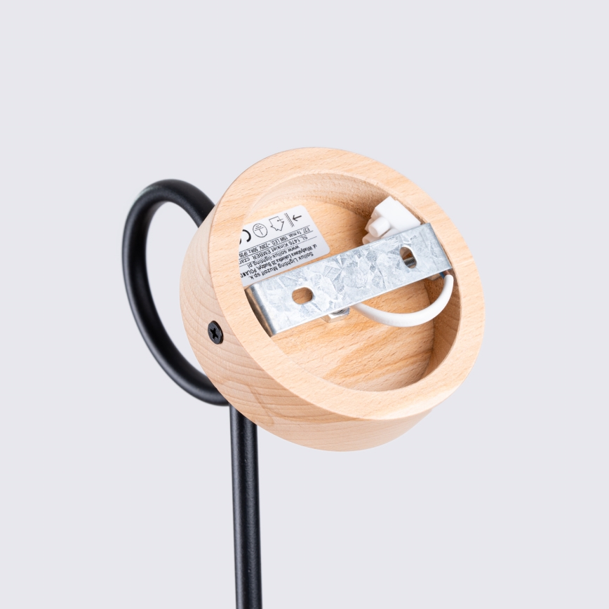 Wandleuchte EMBER 1xE27/15W/230V schwarz/beige/Buche