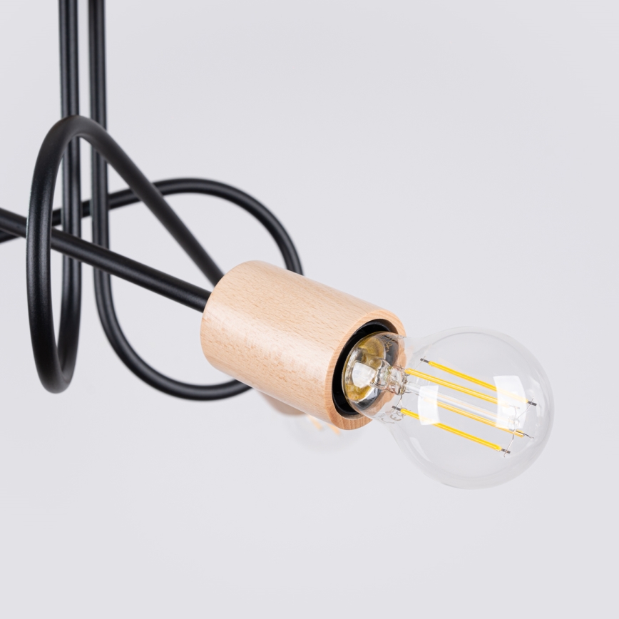Aufbauleuchte EMBER 3xE27/15W/230V schwarz/beige/Buche
