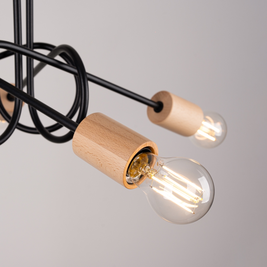 Aufbauleuchte EMBER 5xE27/15W/230V schwarz/beige/Buche