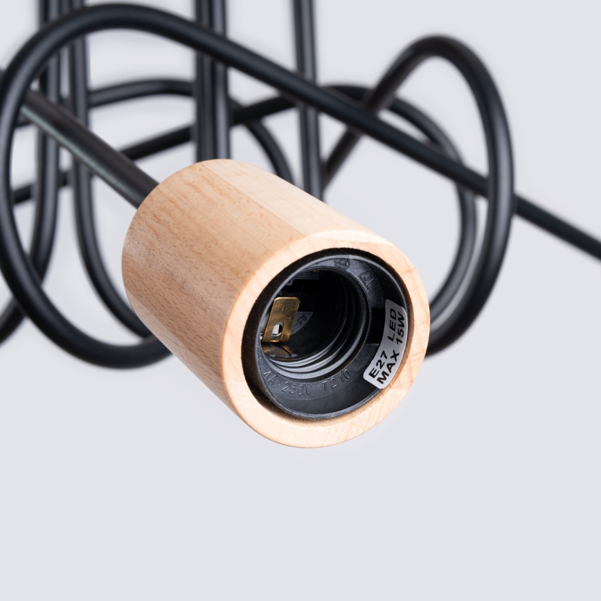 Aufbauleuchte EMBER 5xE27/15W/230V schwarz/beige/Buche