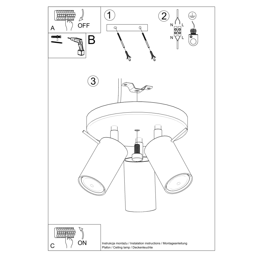 Strahler RING 3xGU10/10W/230V grün