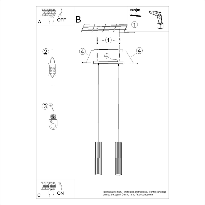 Hängeleuchte KARBON 2xGU10/10W/230V weiß