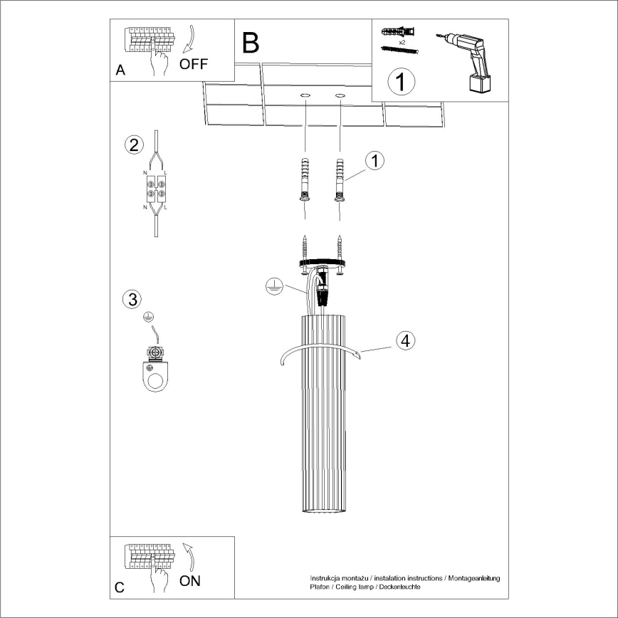 Strahler KARBON 1xGU10/10W/230V 40 cm cremefarben