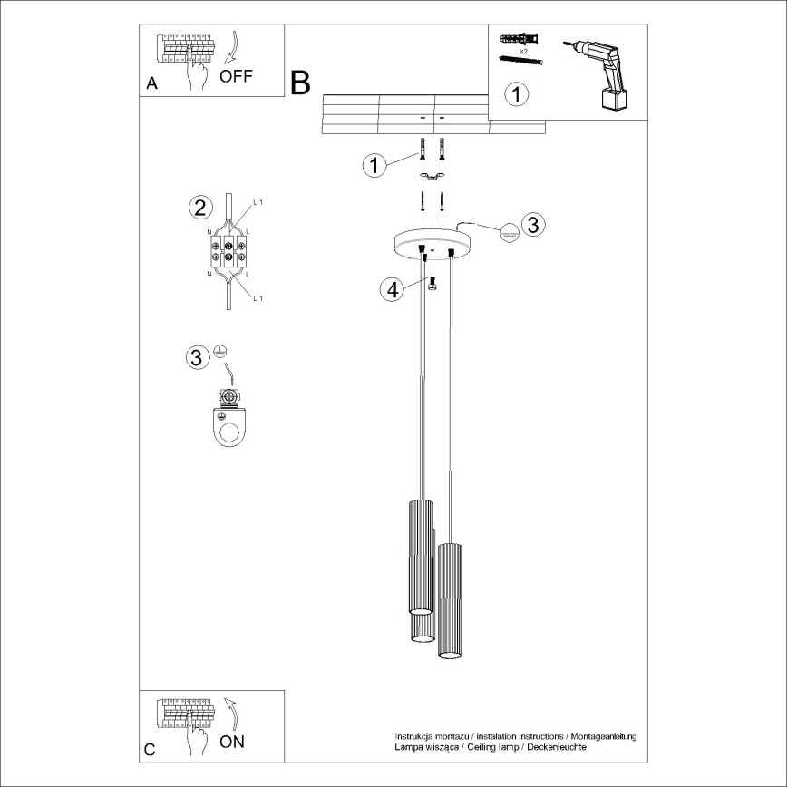 Hängeleuchte KARBON 3xGU10/10W/230V cremefarben