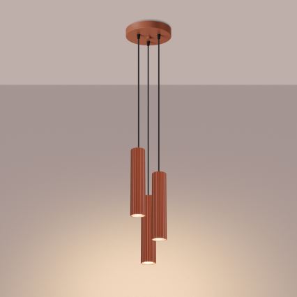 Hängeleuchte KARBON 3xGU10/10W/230V rot