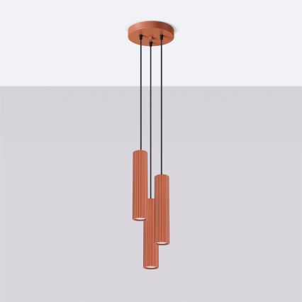 Hängeleuchte KARBON 3xGU10/10W/230V rot