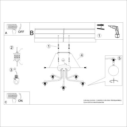 Deckenleuchte an Stange ASTRAL 5xG9/8W/230V weiß
