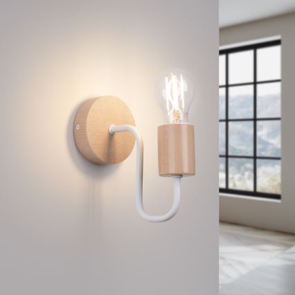 Wandleuchte TIMBO 1xE27/15W/230V weiß/beige/Buche