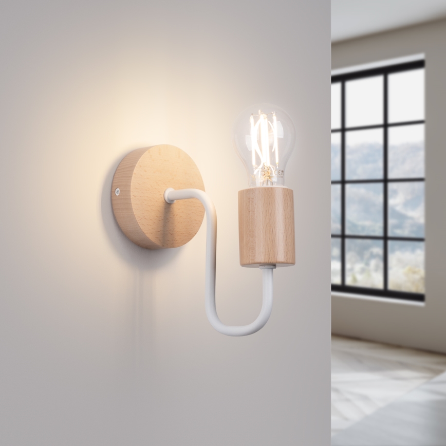 Wandleuchte TIMBO 1xE27/15W/230V weiß/beige/Buche
