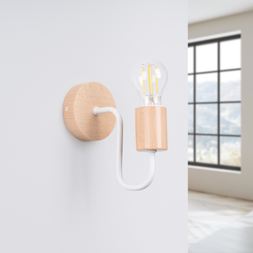 Wandleuchte TIMBO 1xE27/15W/230V weiß/beige/Buche