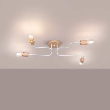 Aufbauleuchte TIMBO 4xE27/15W/230V weiß/beige/Buche