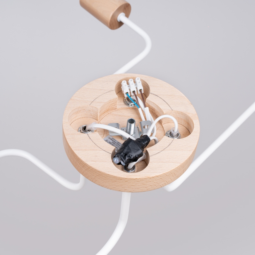 Aufbauleuchte TIMBO 4xE27/15W/230V weiß/beige/Buche