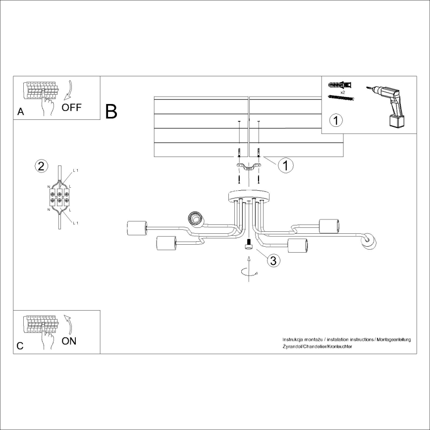 Aufbauleuchte TIMBO 6xE27/15W/230V weiß/beige/Buche