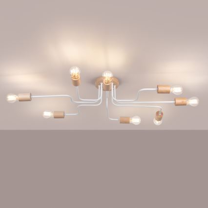 Aufbauleuchte TIMBO 8xE27/15W/230V weiß/beige/Buche