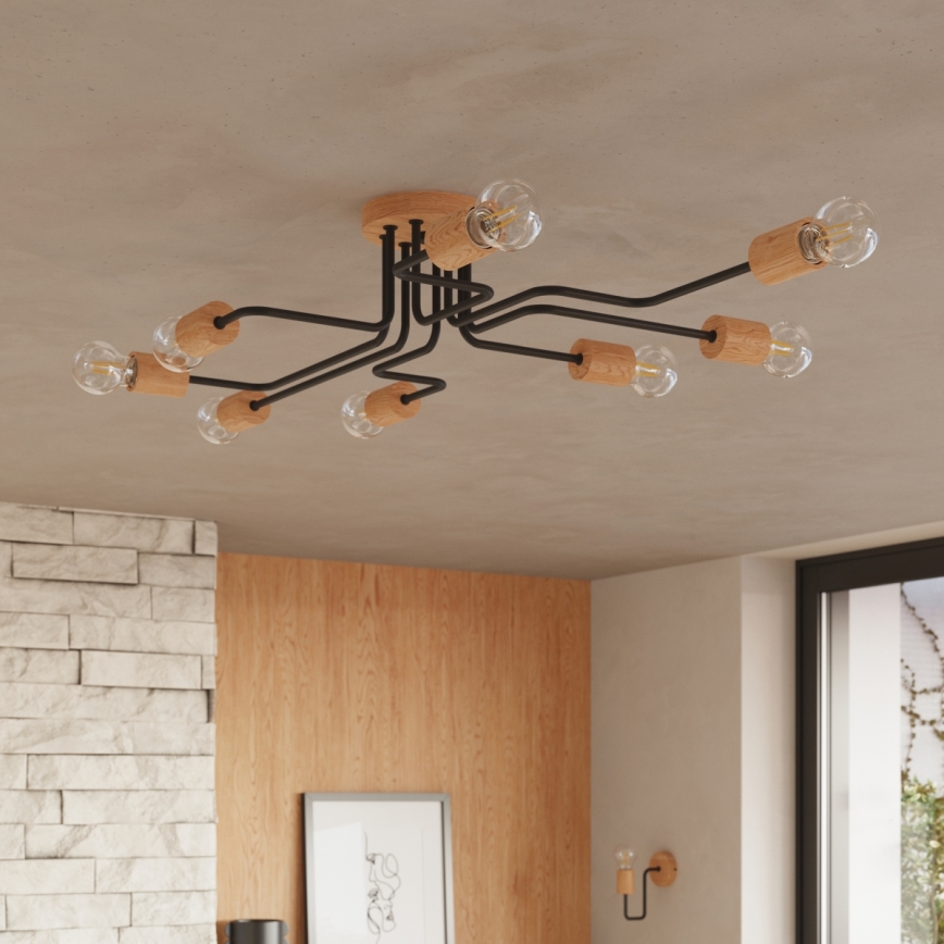 Wandleuchte TIMBO 1xE27/15W/230V schwarz/beige/Buche