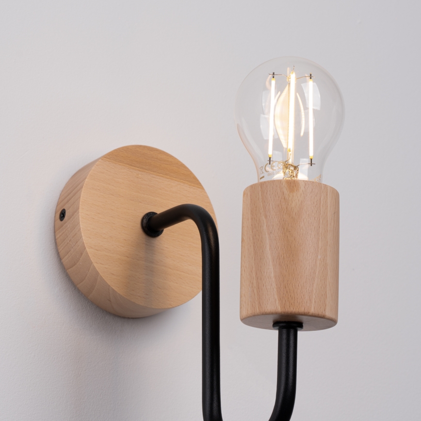 Wandleuchte TIMBO 1xE27/15W/230V schwarz/beige/Buche