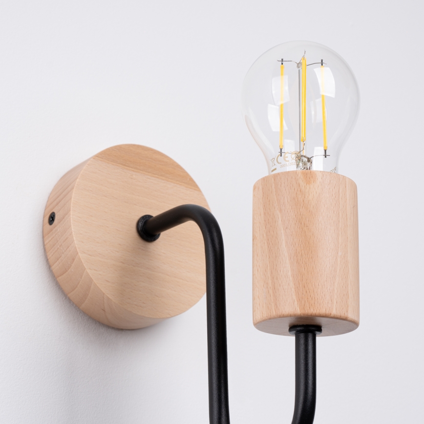 Wandleuchte TIMBO 1xE27/15W/230V schwarz/beige/Buche