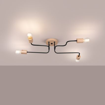 Aufbauleuchte TIMBO 4xE27/15W/230V schwarz/beige/Buche