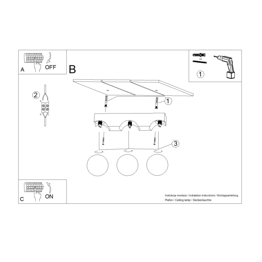 Deckenleuchte BULBO 3xG9/8W/230V Buche/weiß