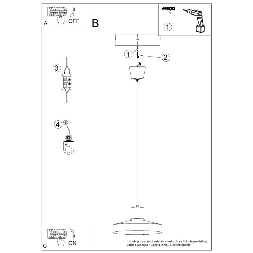 Hängeleuchte BILO 1xE27/15W/230V d 35 cm weiß